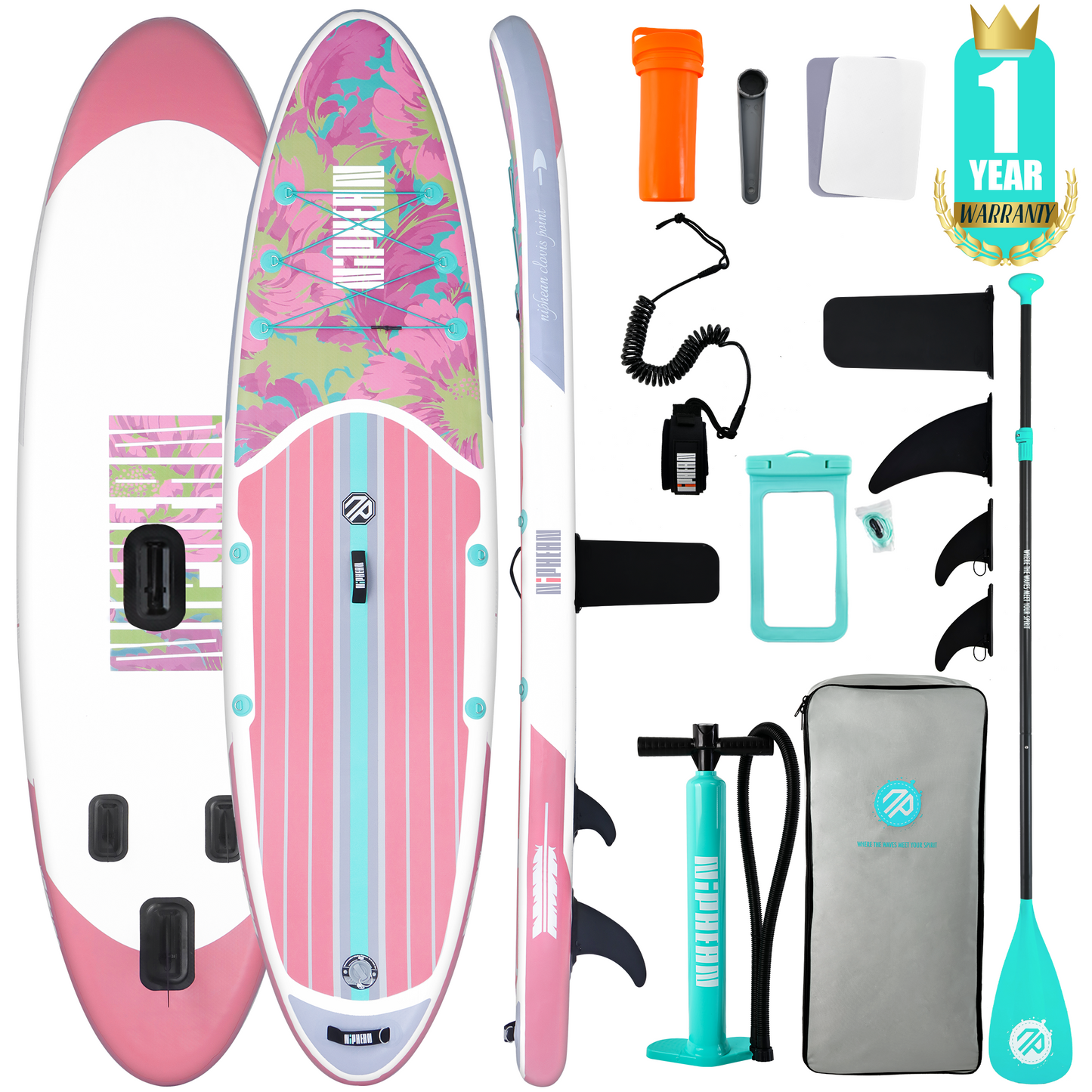Niphean Inflatable Stand Up Paddle Board with SUP Accessories, Anti-Slip EVA Deck, 10'6'' Paddleboards Inflatable Paddle Boards for Adults & Youth of All Skill Levels