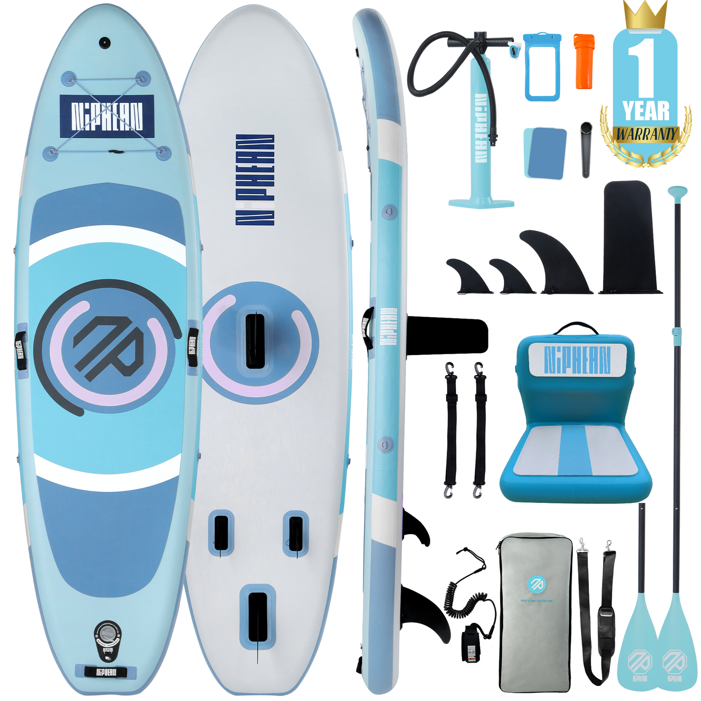 Niphean 10’ (305cm) Inflatable Paddle Boards SET, Versatile Yoga Paddle Board - Sky Melody
