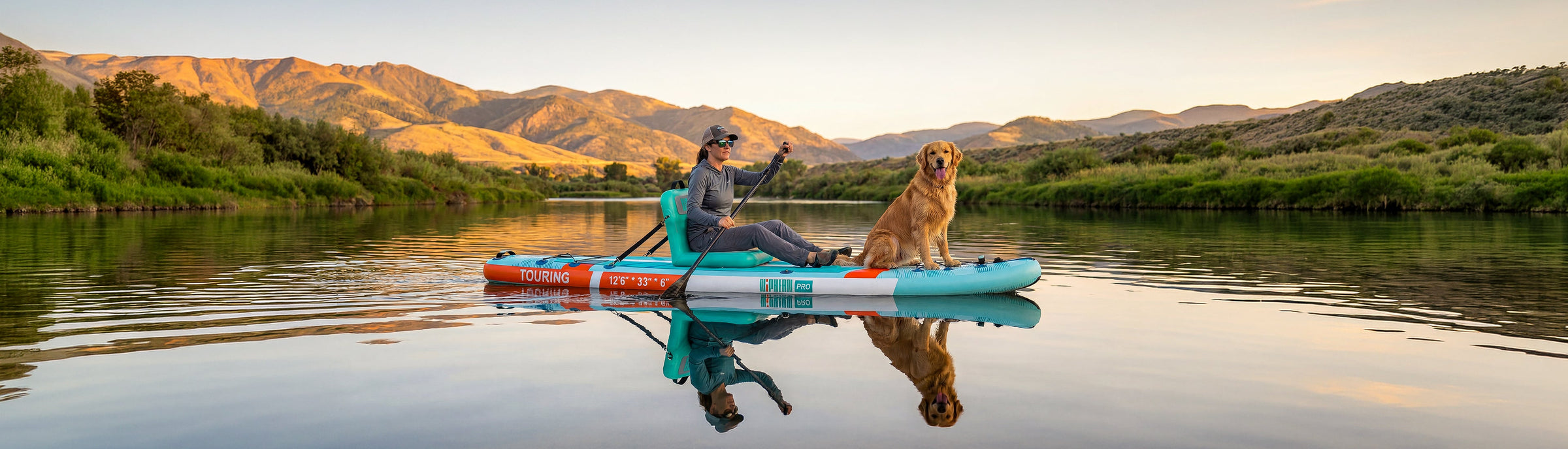 Inflatable paddle boards for all-around, touring, and racing use on lakes.