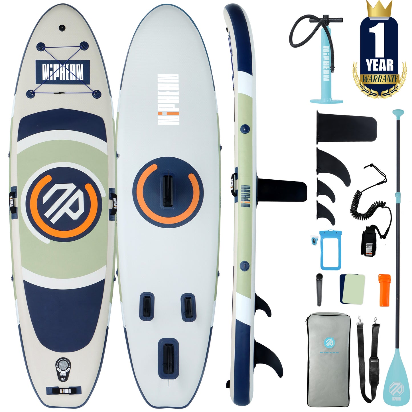 Aufblasbares Paddleboard von Niphean mit stabilem Flügel und langlebigem SUP-Zubehör, 10 Fuß aufblasbare Stand-Up-Paddleboards für Erwachsene und Jugendliche, vielseitiges Yoga-Paddleboard 