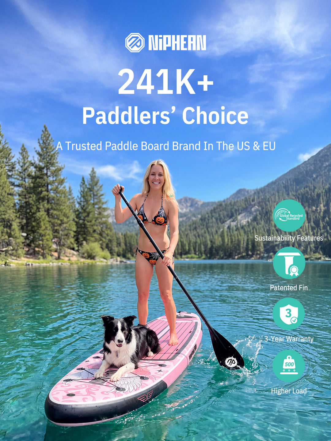 Niphean Halloween Limited Edition All-Round 11' Inflatable Stand Up Paddle Board Set - Rose Pink
