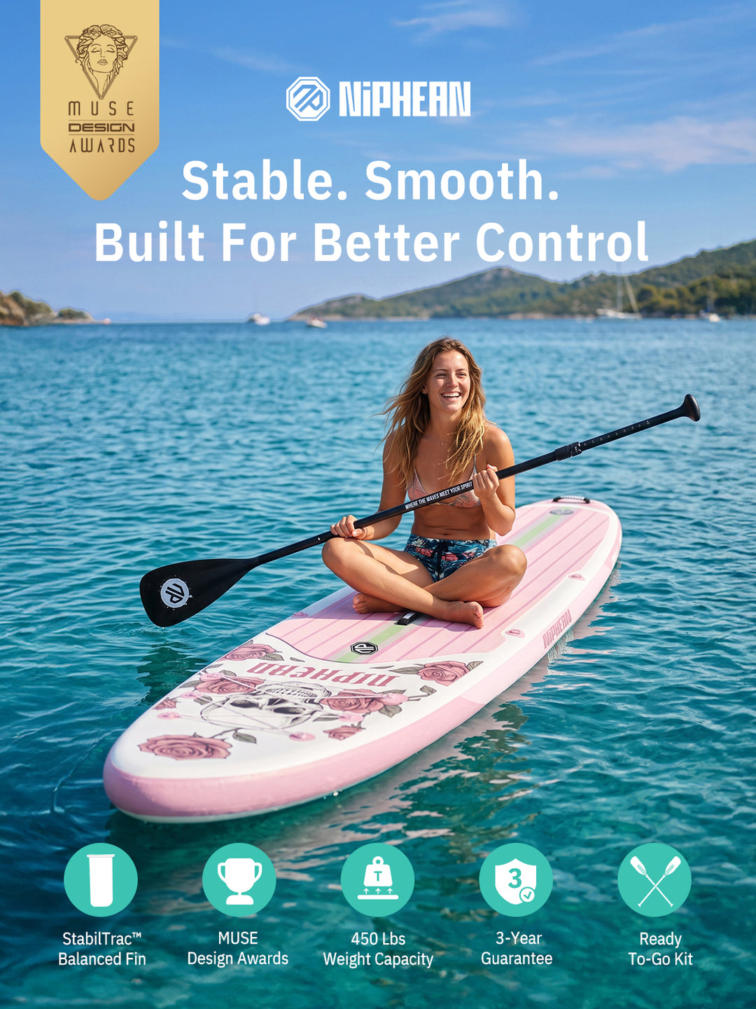 Niphean Halloween Limited Edition All-Round 10'6" Inflatable Stand Up Paddle Board Set - Rose Pink