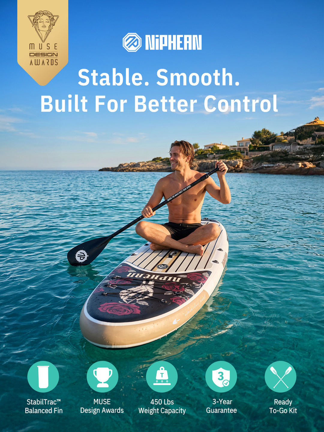 Niphean Halloween Limited Edition All-Round 10'6" Inflatable Stand Up Paddle Board Set - Rose Black