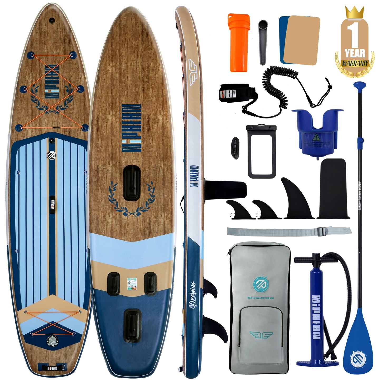 Niphean 11’ (335cm) Inflatable Stand Up Paddle Board Set -Cobalt Sail