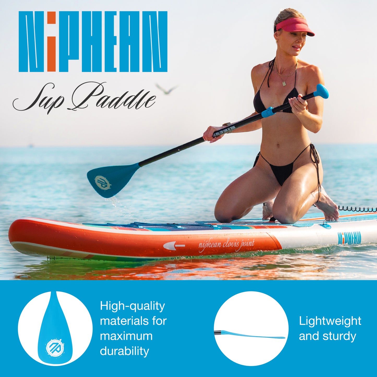 Niphean Sup Paddle, 3-Pieces Detachable Floating Paddle Board Paddle, Lightweight & Durable Ora, 66’’-82’’ Adjustable SUP Paddles