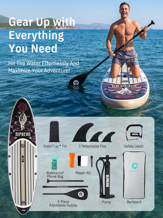 Niphean Halloween Limited Edition All-Round 10'6" Inflatable Stand Up Paddle Board Set - Rose Black