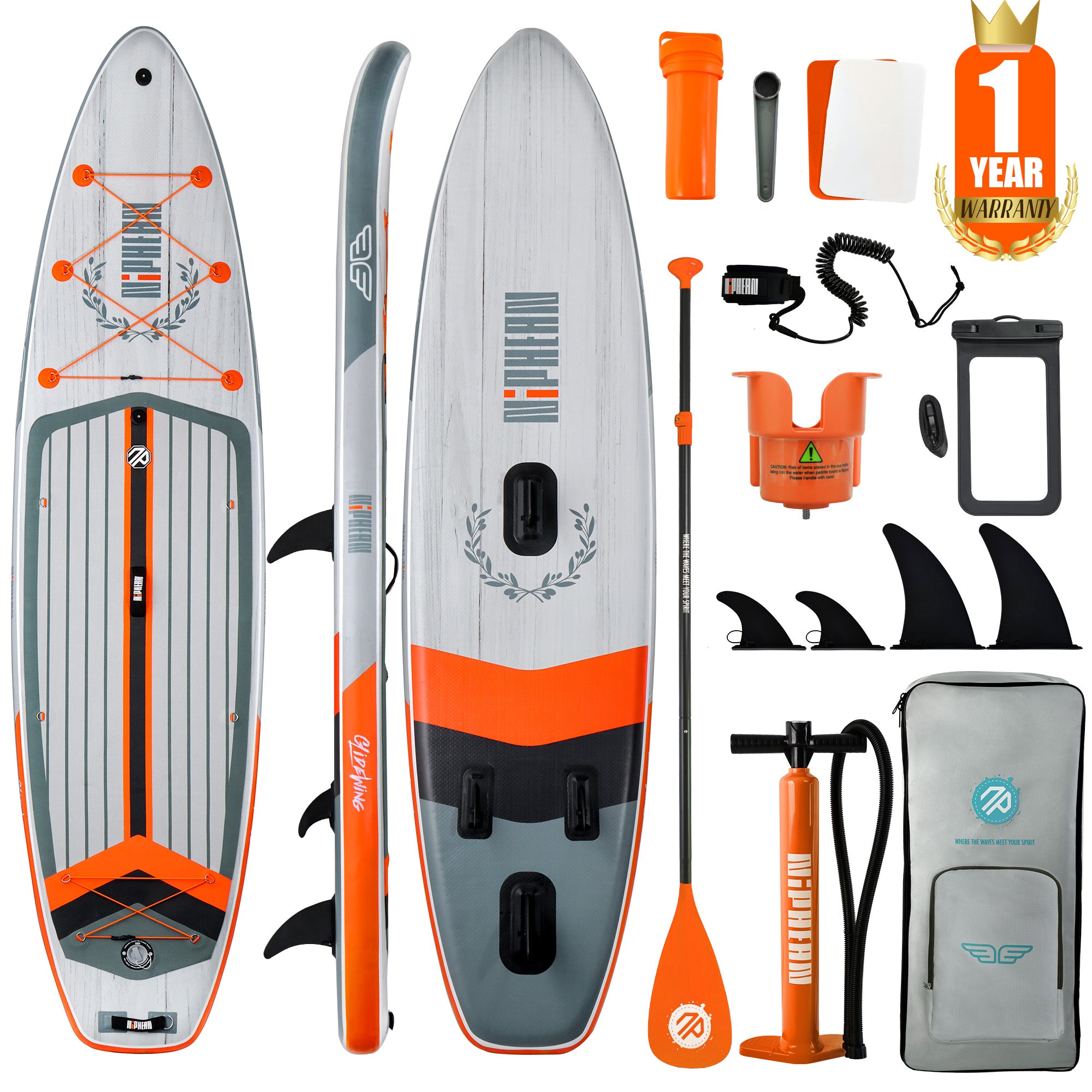 Niphean 11’ (335cm) Inflatable Stand Up Paddle Board Set - Breezy Wash ...