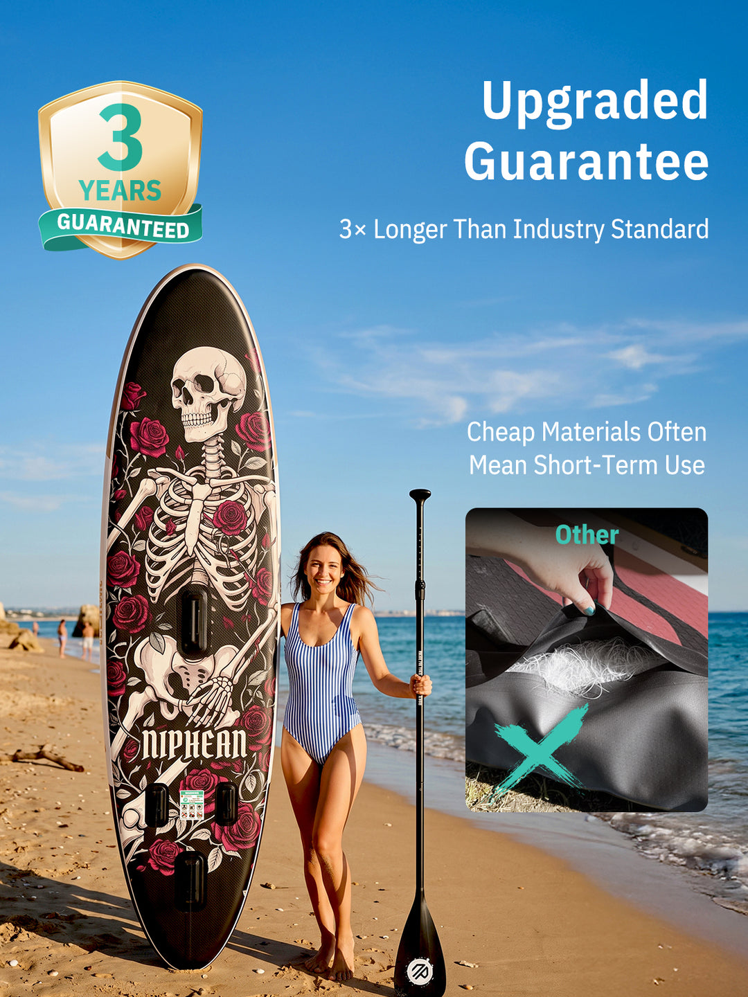 Niphean Halloween Limited Edition All-Round 10'6" Inflatable Stand Up Paddle Board Set - Rose Black