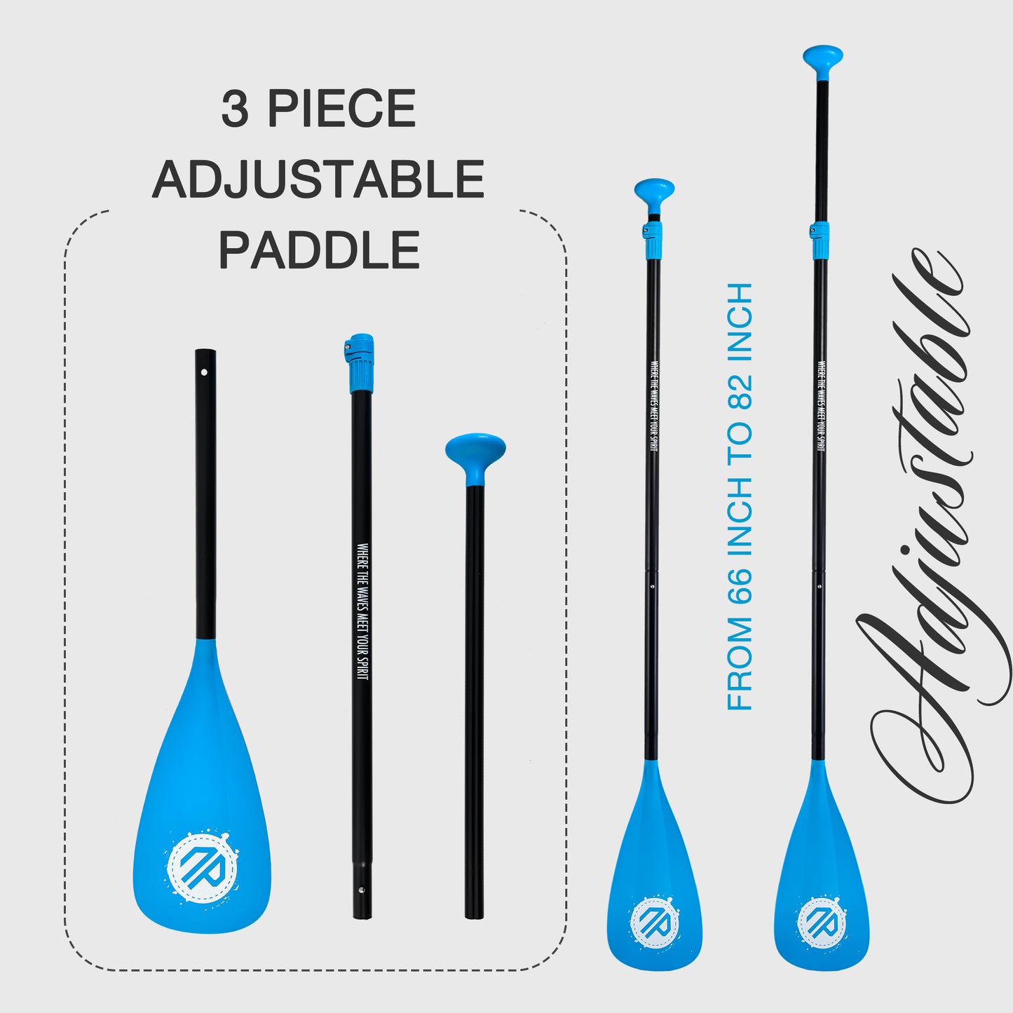 Niphean Sup Paddle, 3-Pieces Detachable Floating Paddle Board Paddle, Lightweight & Durable Ora, 66’’-82’’ Adjustable SUP Paddles