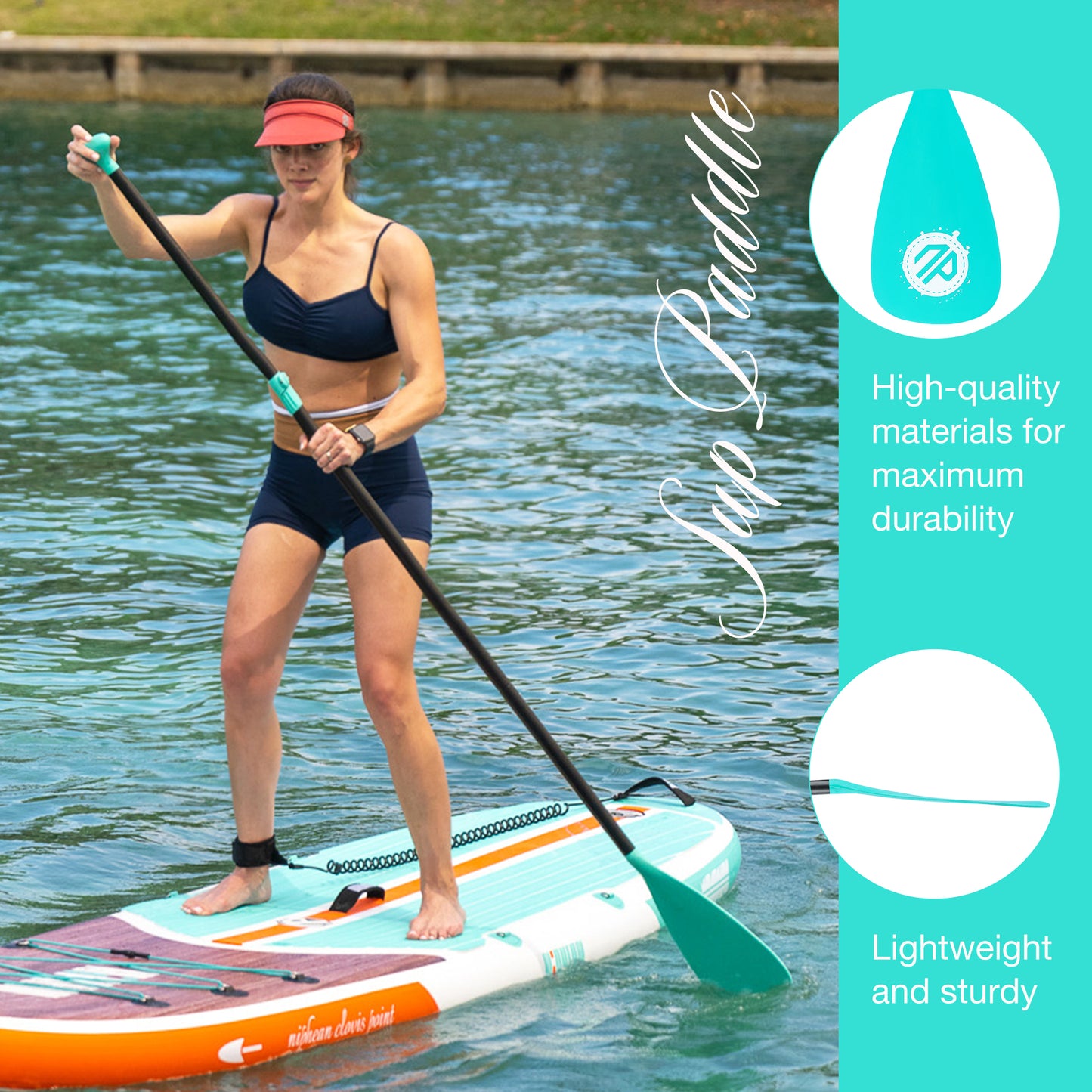 Niphean Sup Paddle, 3-Pieces Detachable Floating Paddle Board Paddle, Lightweight & Durable Ora, 66’’-82’’ Adjustable SUP Paddles