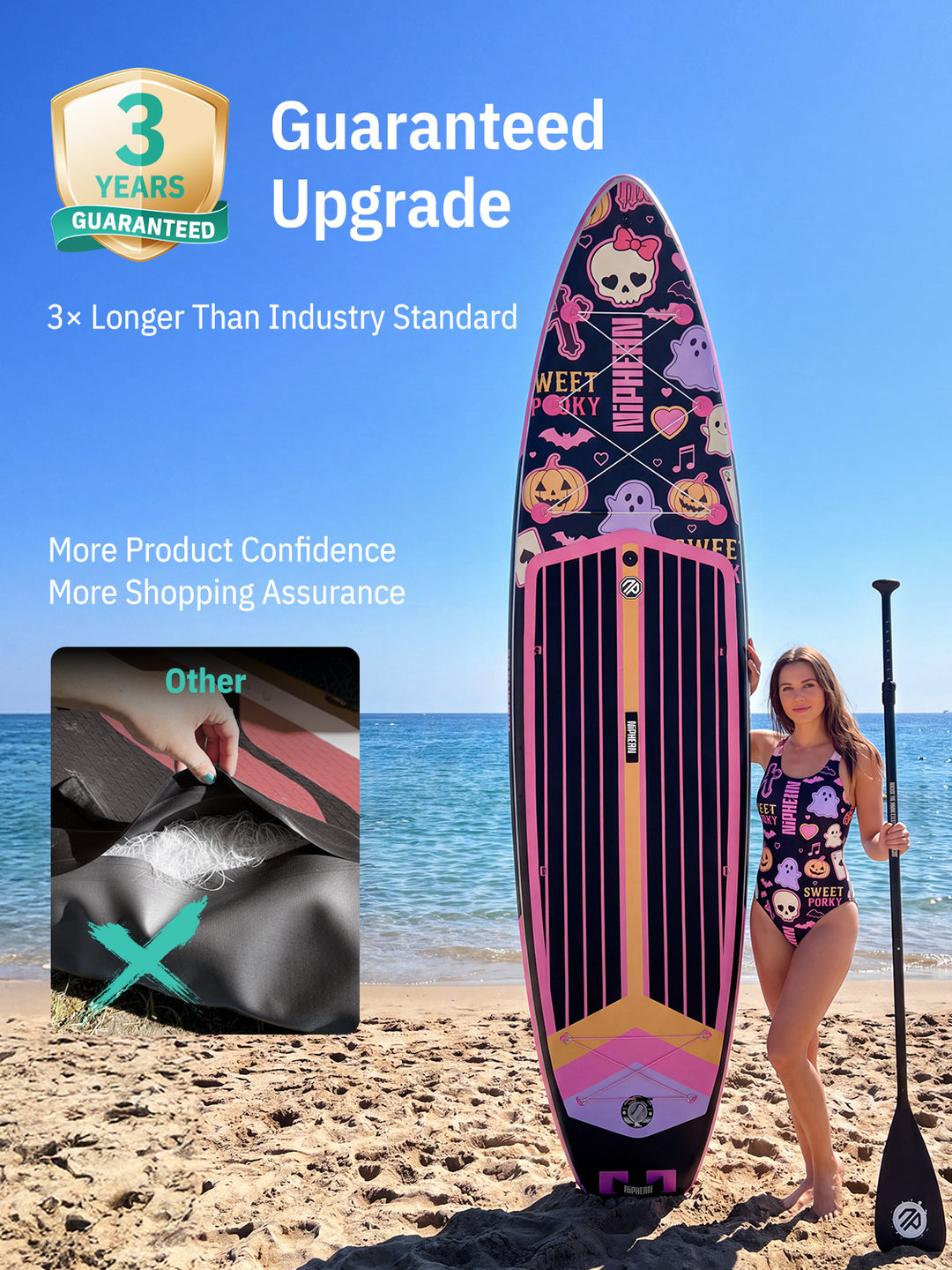 Niphean Halloween Limited Edition All-Round 11' Inflatable Stand Up Paddle Board Set - Pink Black