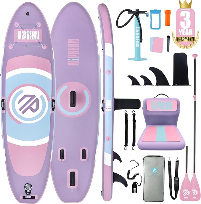Niphean 10’ (305cm) Inflatable Paddle Boards SET, Versatile Yoga Paddle Board - Lavender Whispers