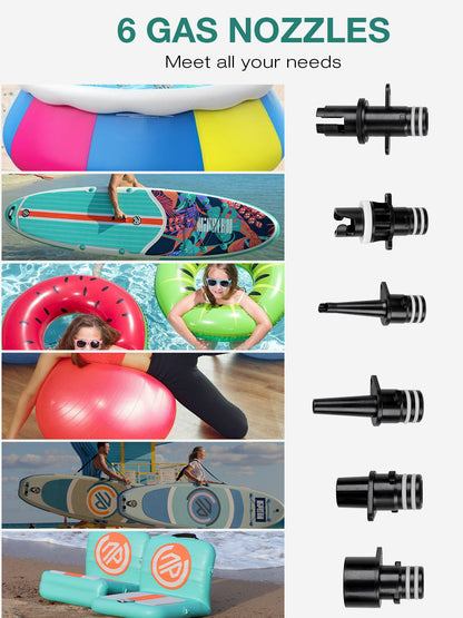 Niphean Inflatable Paddle Boards Pump with Auto-Off&Built-in Battery, 20 PSI High Pressure SUP Pump, Electric Pump for Paddle Board