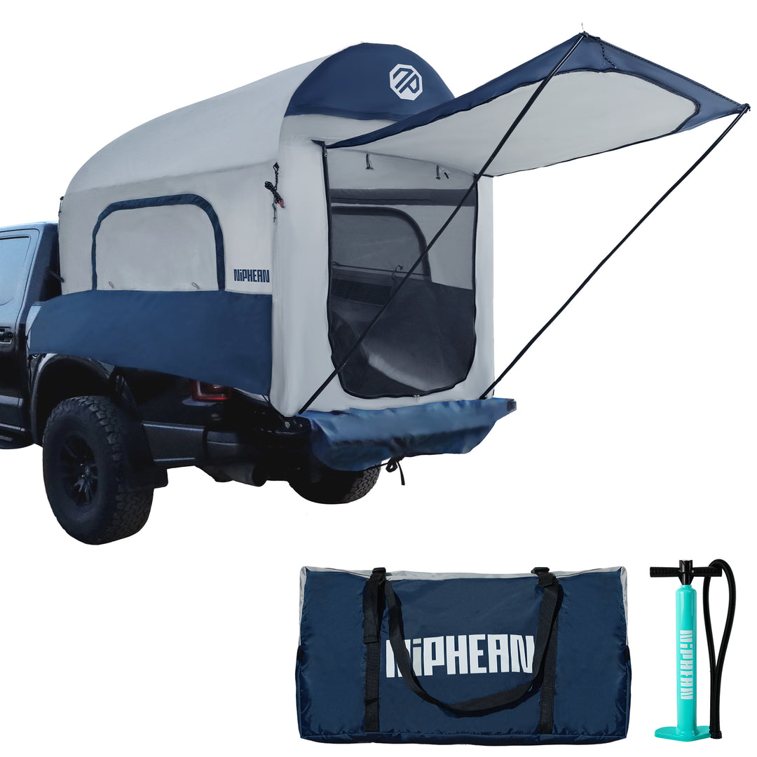 canvas truck bed tent Niphean Truck Bed Tent – Waterproof, Easy Setup for 5.5ft-8ft Truck Beds