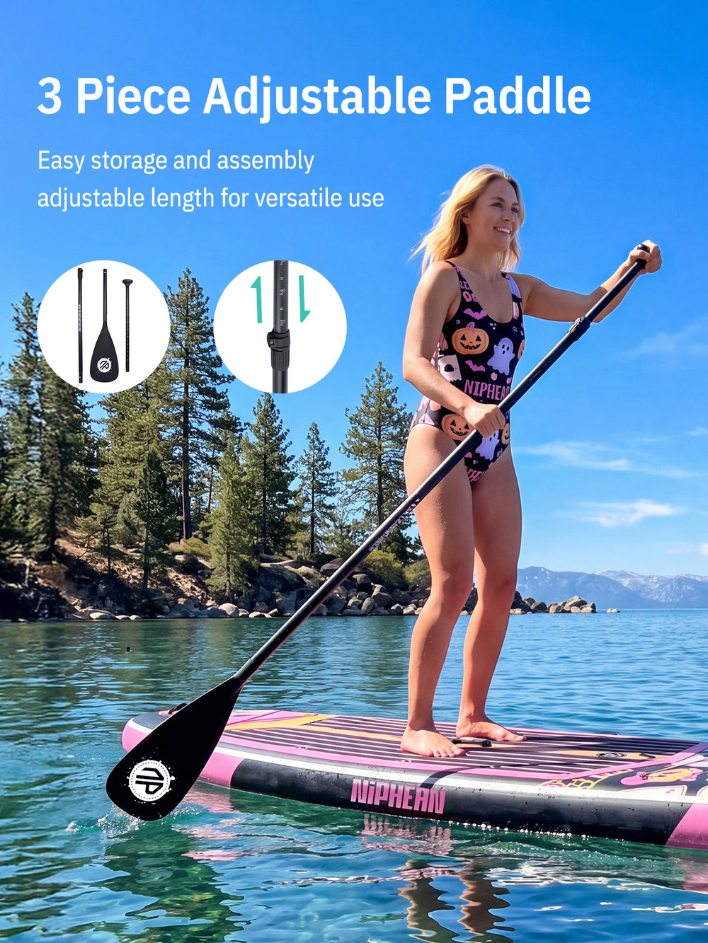 Niphean Halloween Limited Edition All-Round 11' Inflatable Stand Up Paddle Board Set - Pink Black