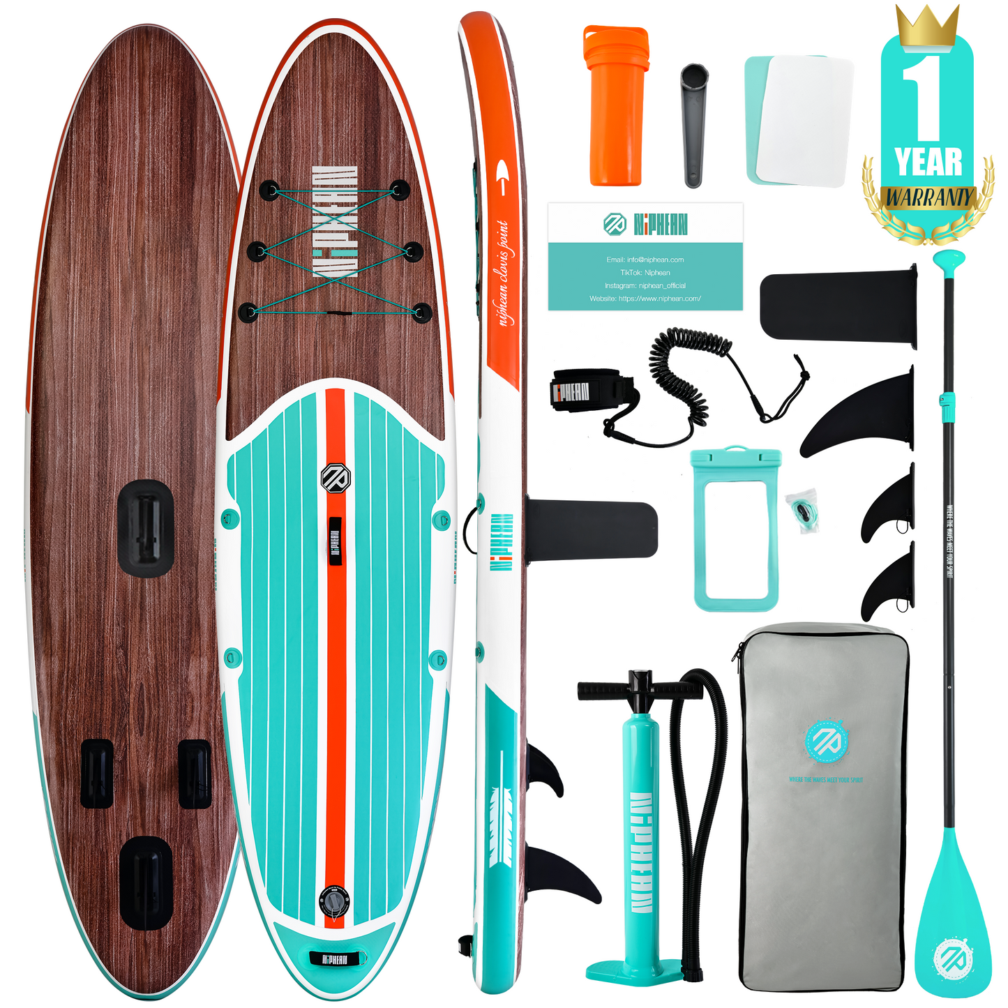Niphean 10'6" (320cm) Inflatable Paddle Boards Set - Classic Wood Grain